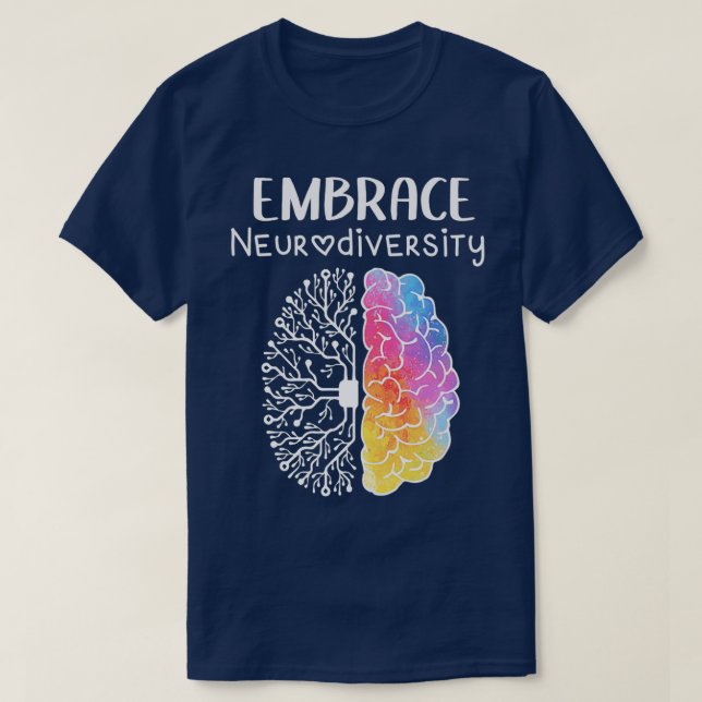 Neurodiversity Embrace ADHD Autism ASD Rainbow Bra T-Shirt (Design Front)