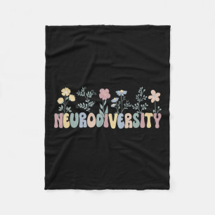Neurodiversity Flowers Autism Neurodivergent Fleece Blanket