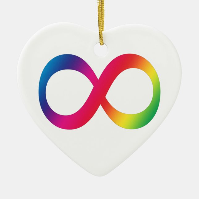 Neurodiversity Heart Simple Ceramic Tree Decoration (Front)
