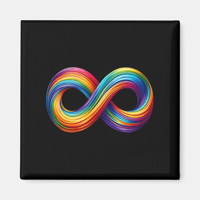 Neurodiversity Infinity Sign Rainbow Symbol Autism Magnet (Front)
