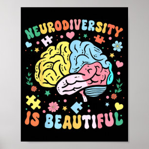 Neurodiversity is beautiful autism awareness menta poster