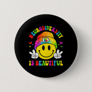 Neurodiversity Is Beautiful Smile Face Autism Awar 6 Cm Round Badge