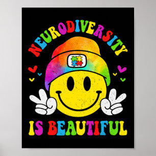 Neurodiversity Is Beautiful Smile Face Autism Awar Poster
