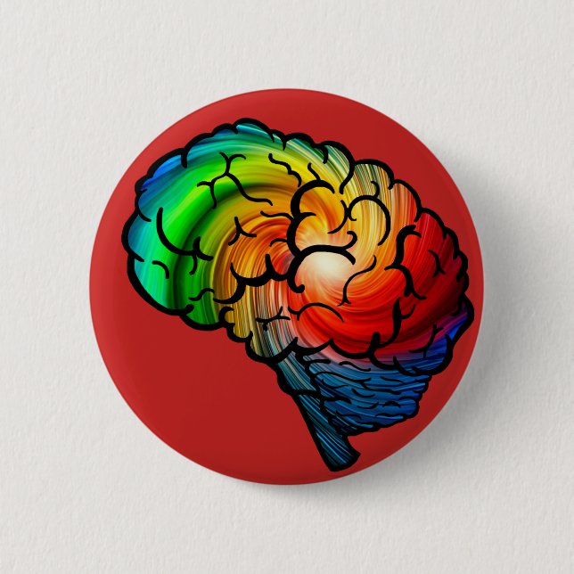 Neurodiversity Pride Rainbow Brain Button (Front)