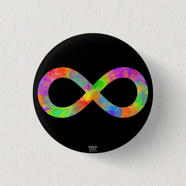 Neurodiversity Rainbow Lemniscate/ Infinity Symbol 3 Cm Round Badge (Front)