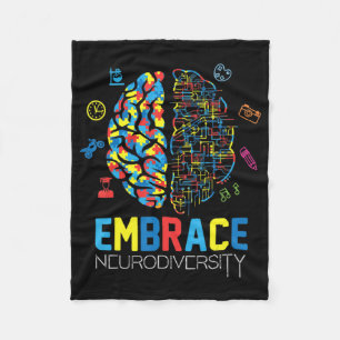 Neurodiversity Shirt Embrace ADHD Autism Awareness Fleece Blanket