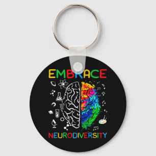 Neurodiversity Shirt Embrace ADHD Autism Awareness Key Ring