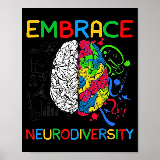 Neurodiversity Shirt Embrace ADHD Autism Awareness Poster (Front)