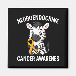 Neuroendocrine Cancer Awareness Zebra Ribbon Heart Magnet
