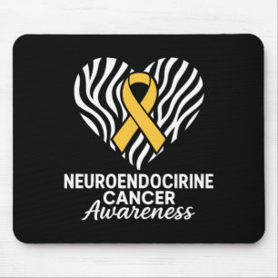Neuroendocrine Cancer Awareness Zebra Ribbon Heart Mouse Mat