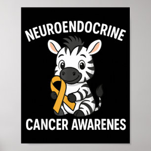 Neuroendocrine Cancer Awareness Zebra Ribbon Heart Poster