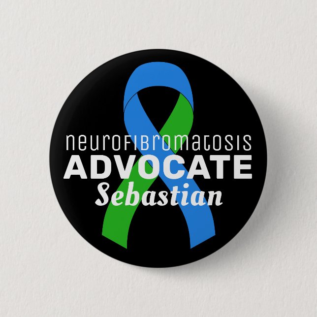 Neurofibromatosis Advocate Ribbon Black Button (Front)