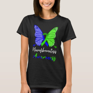Neurofibromatosis Awareness Butterfly Blue & Green T-Shirt