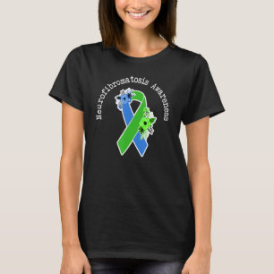Neurofibromatosis Awareness Floral Green Blue Ribb T-Shirt