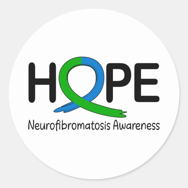 Neurofibromatosis Awareness Ribbon of Hope Classic Round Sticker (Front)
