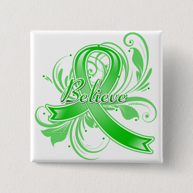 Neurofibromatosis Believe Flourish Ribbon 15 Cm Square Badge (Front)