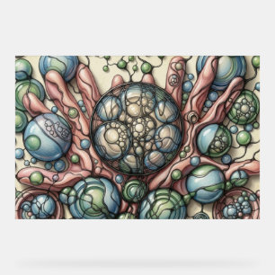 Neurographic Art Poster Green Blue Spheres Flower