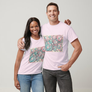 Neurographic Art T-Shirt Mint Pink Abstract Sphere
