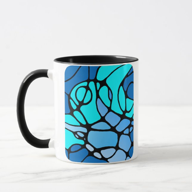 neurographic blue modern abstract design mug (Left)