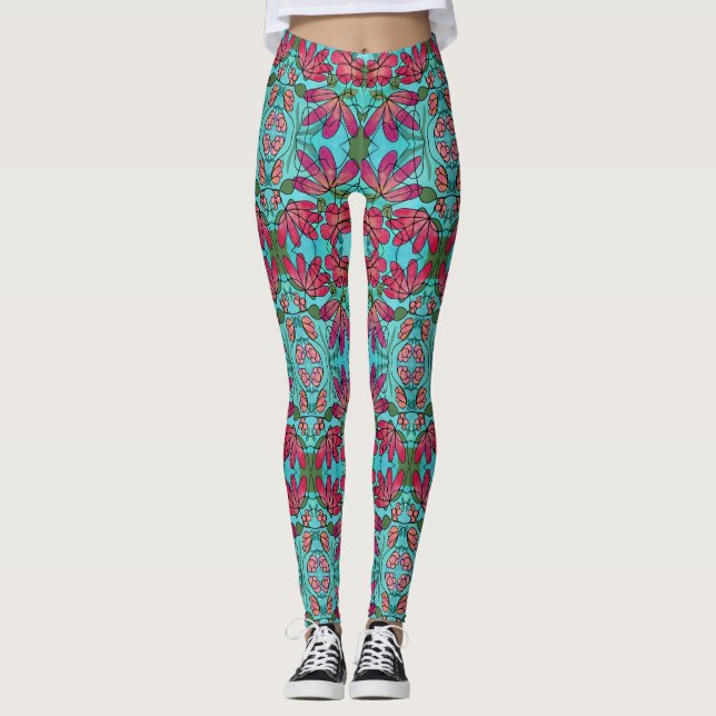 NEUROGRAPHIC SPRING FLOWERS WATERCOLORS LEGGINGS (Front)