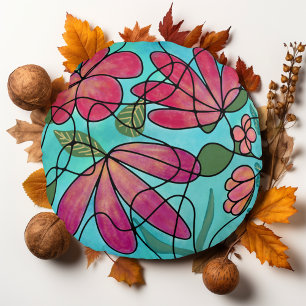 NEUROGRAPHIC SPRING FLOWERS WATERCOLORS ROUND CUSHION