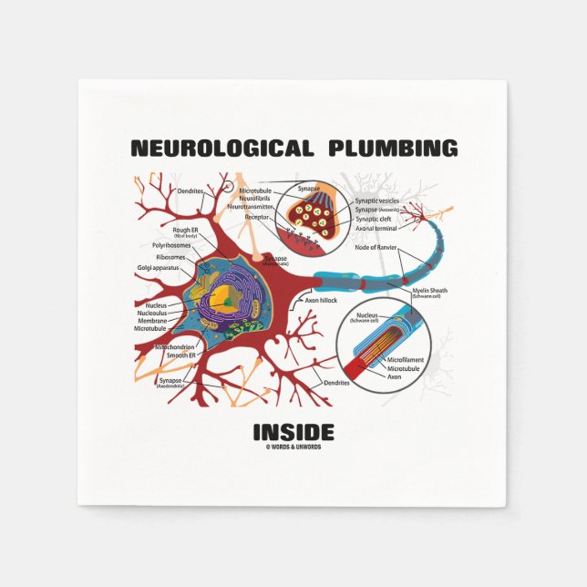 Neurological Plumbing Inside Neuron Synapse Humour Napkin (Front)