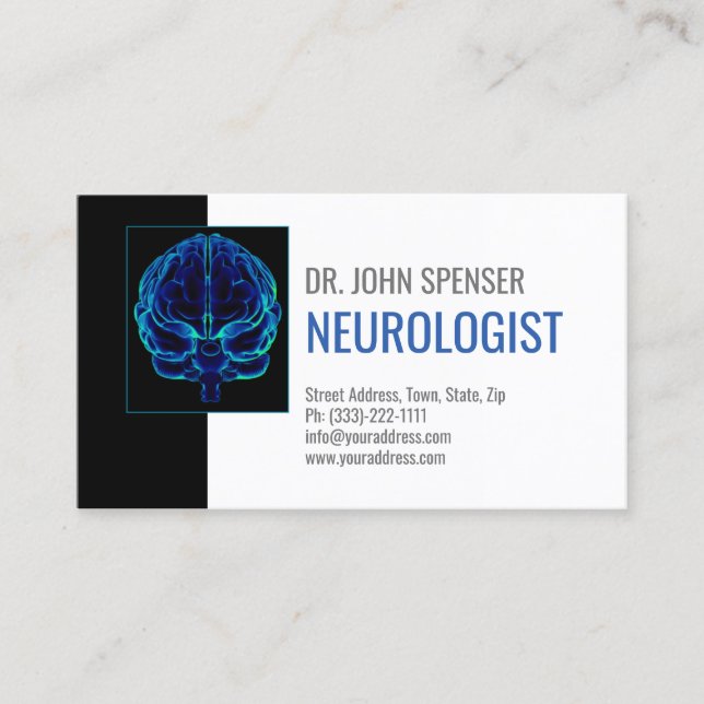 Neurologist Blue Brains Medical Business Card (Front)