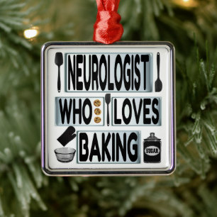 Neurologist Loves Baking Metal Tree Decoration