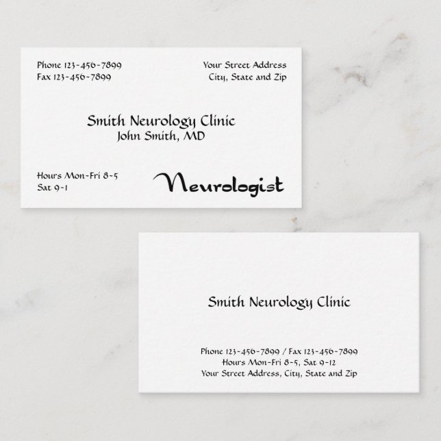 Neurologist Neurology Business Card (Front/Back)
