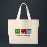 Neurologist Peace Love Neurology Large Tote Bag<br><div class="desc">Peace Love Neurology gift for a neurologist who specializes in brain disorders and neuroscience. A cool neurosurgeon or neurology nurse present.</div>
