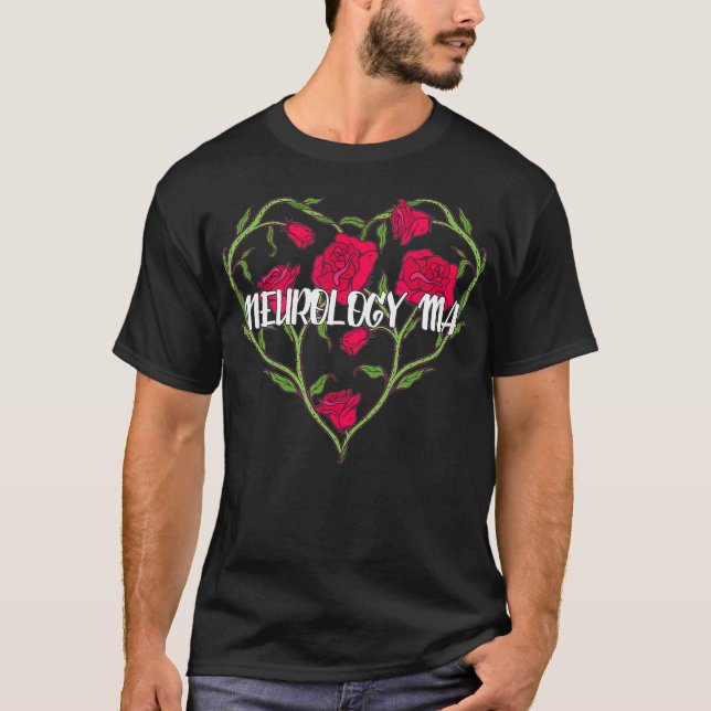 Neurology Medical Assistant Heart Rose  T-Shirt (Front)