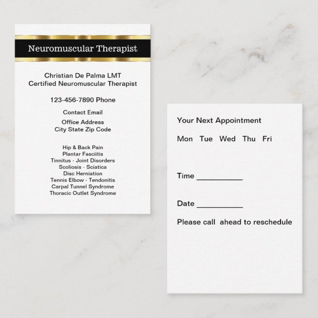 Neuromuscular Therapist Appointment Cards (Front/Back)