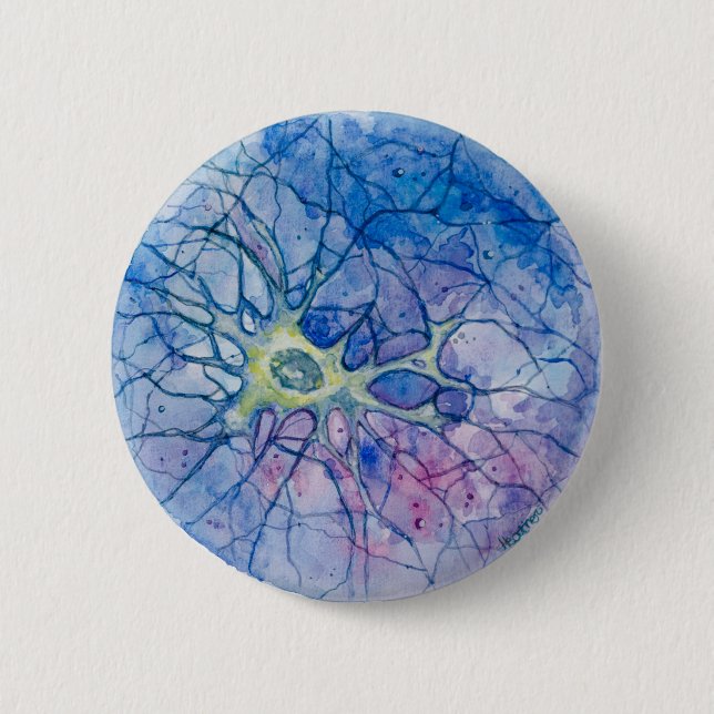 Neuron Watercolour 6 Cm Round Badge (Front)
