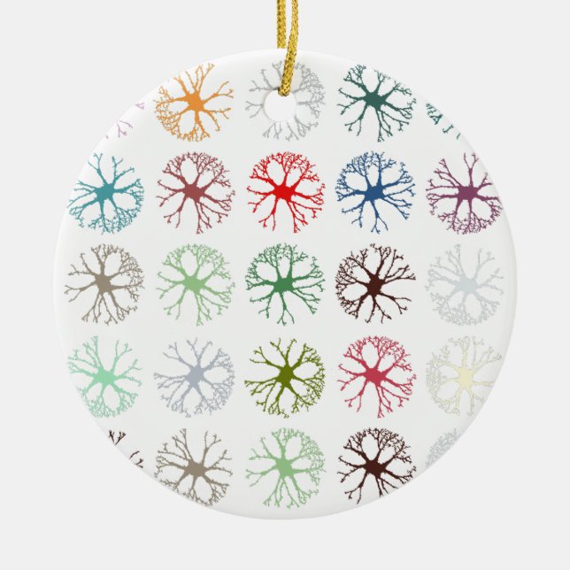 Neuronal Abstract Multicolour Art Throw Pillow Ceramic Tree Decoration (Front)