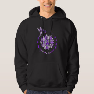 Neuropathy Awareness Sunflower Hummingbird Ribbon Hoodie