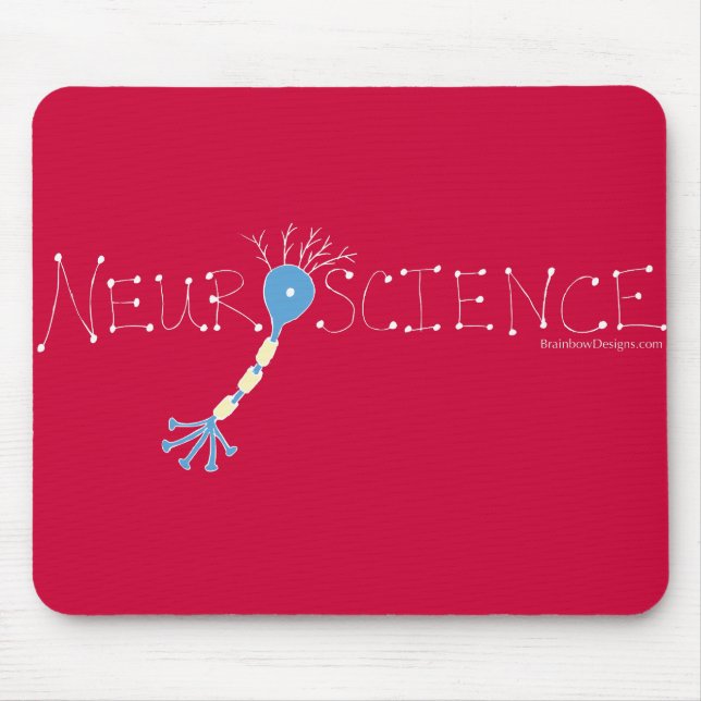 Neuroscience Mousepad - white& blue on dark red (Front)