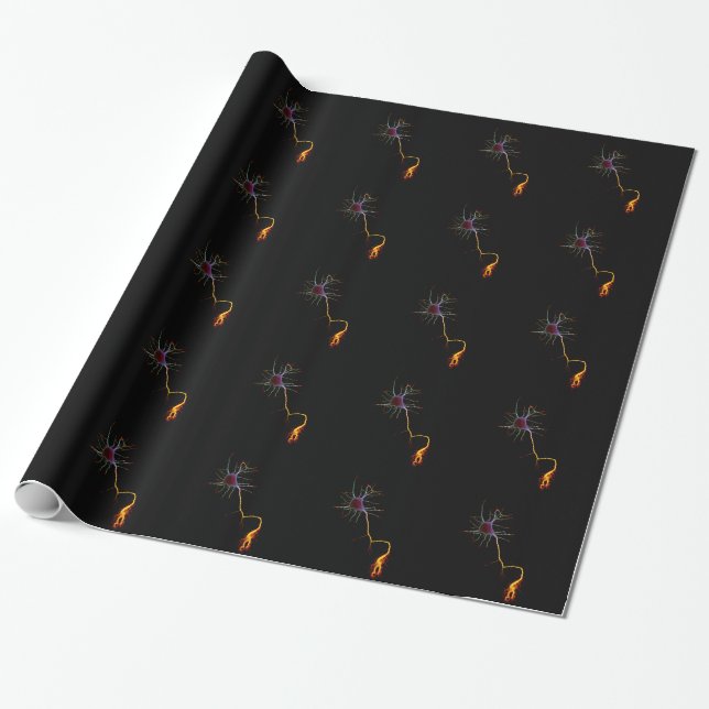 Neuroscience, neuron, science wrapping paper (Unrolled)