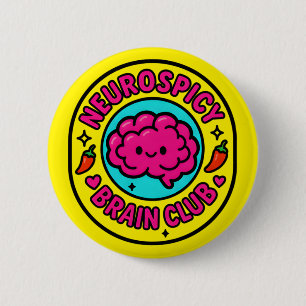 Neurospicy Brain Club Inclusive Neurodivergent 6 Cm Round Badge