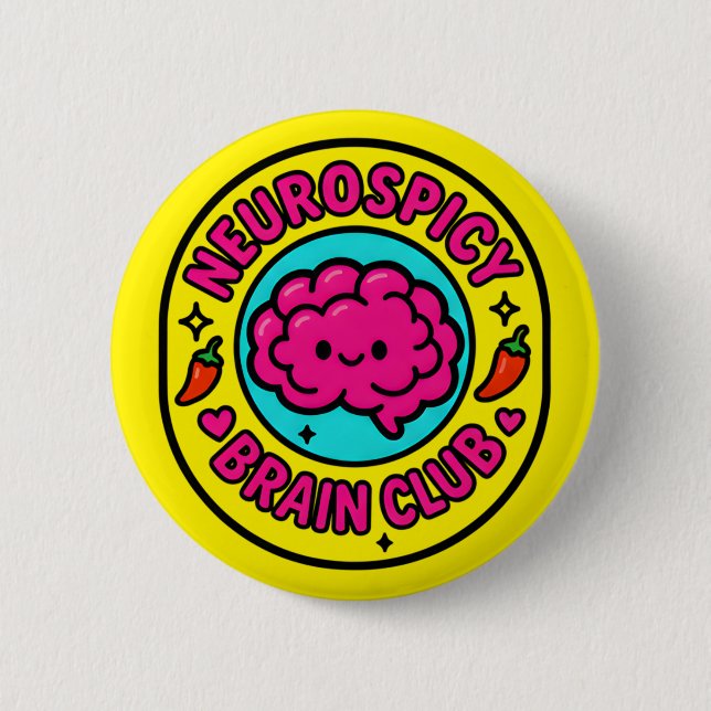Neurospicy Brain Club Inclusive Neurodivergent 6 Cm Round Badge (Front)