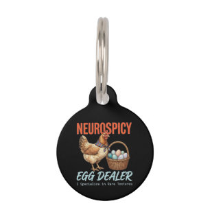 Neurospicy Egg Dealer Vintage Hen Rare Textures Pet Tag