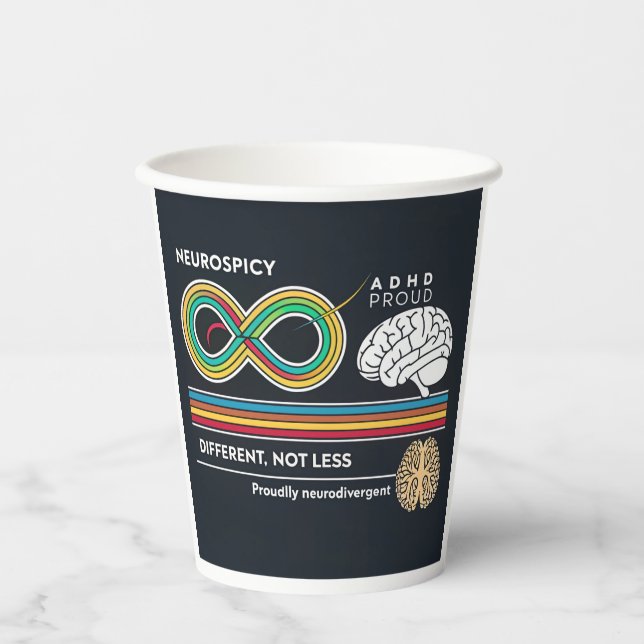 "Neurospicy Pride – Adult Autism & ADHD Awareness  Paper Cups (Front)