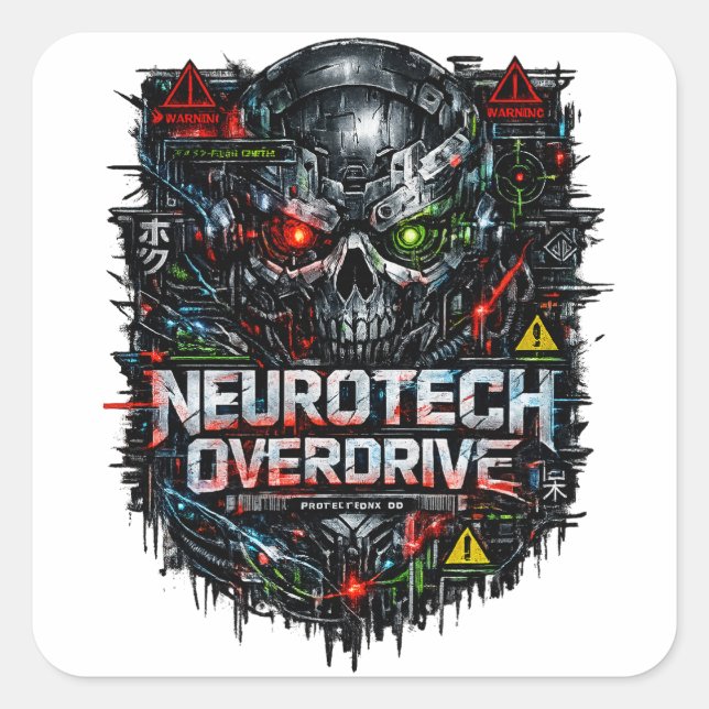 Neurotech Overdrive Cyber Square Sticker (Front)