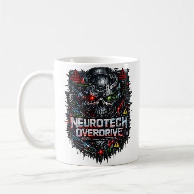 Neurotech Overdrive Cyberpunk Coffee Mug (Left)