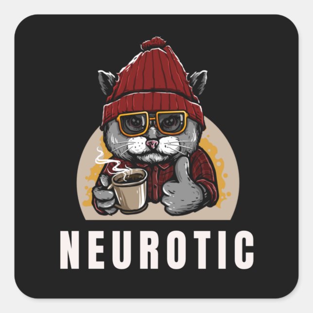 Neurotic.. Explore the many moods of the cat       Square Sticker (Front)