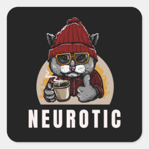 Neurotic.. Explore the many moods of the cat Square Sticker
