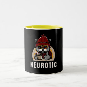 Neurotic...Explore the many moods of the cat  Two-Tone Coffee Mug