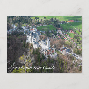 Neuschwanstein Castle and Alps valley in Germany Postcard