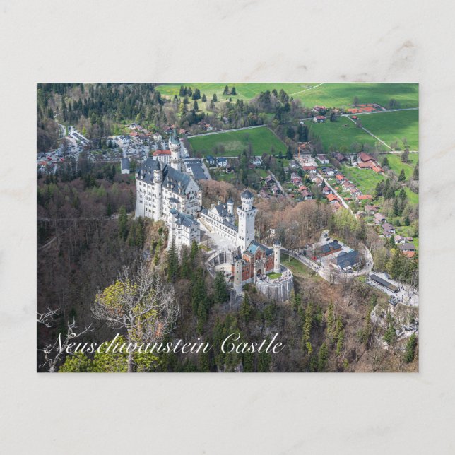 Neuschwanstein Castle and Alps valley in Germany Postcard (Front)