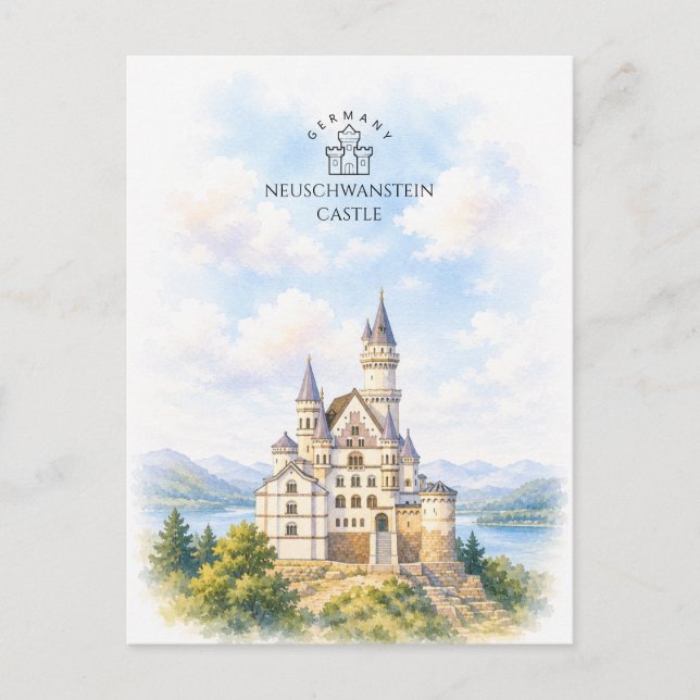 Neuschwanstein Castle | Architecture Landscape Holiday Postcard (Front)