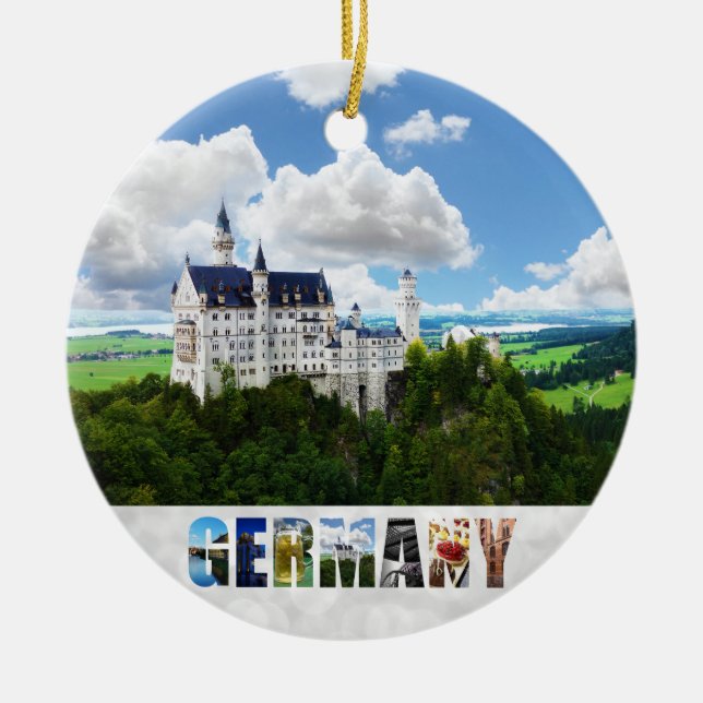 Neuschwanstein Castle Bavaria Germany Photo Ceramic Tree Decoration (Front)